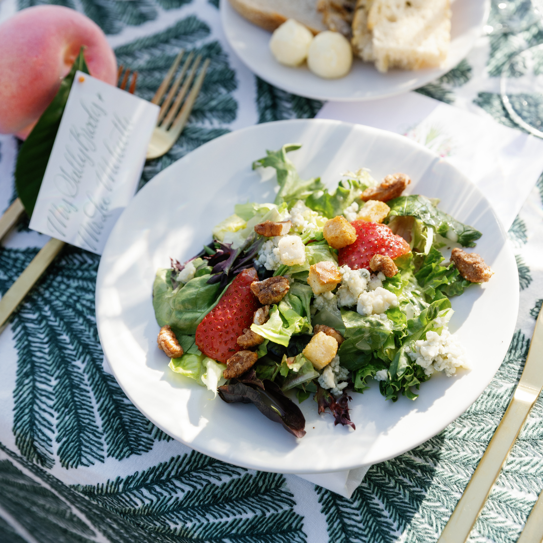 Presenting featured meal from Charleston catering